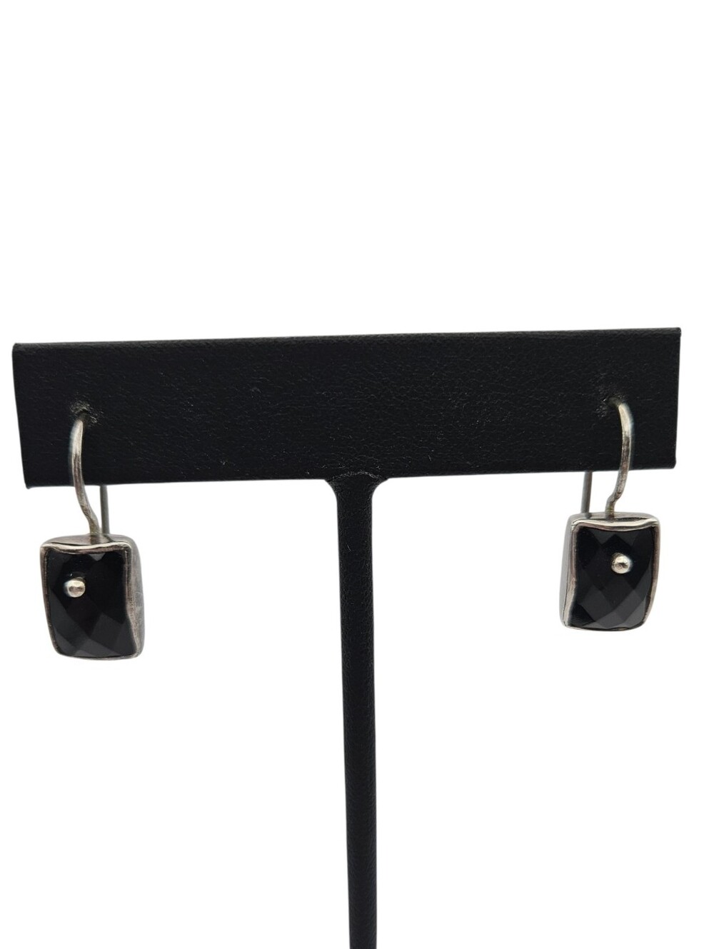 Silpada Sterling Silver Black Onyx Faceted Rectangle‎ Drop Earrings 925 W1262